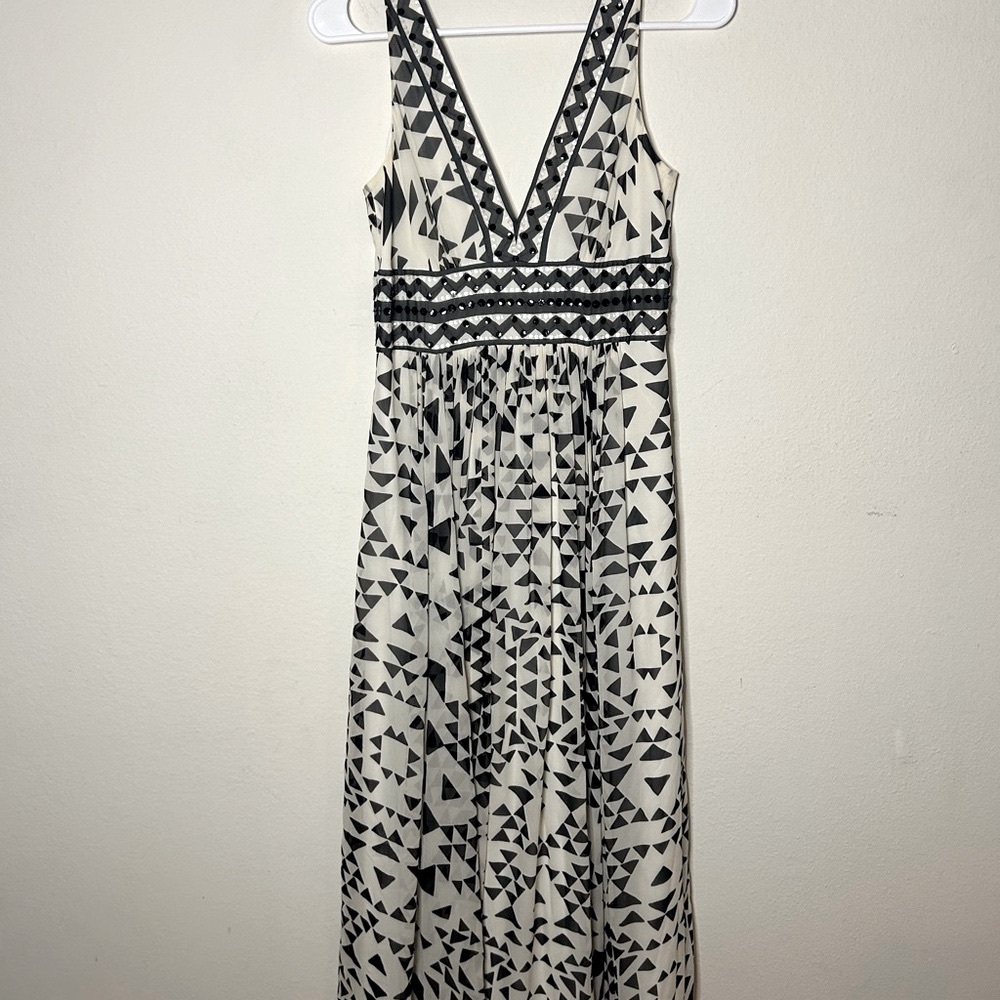 BCBGMaxAzria Black and White Sleeveless Maxi Sundress